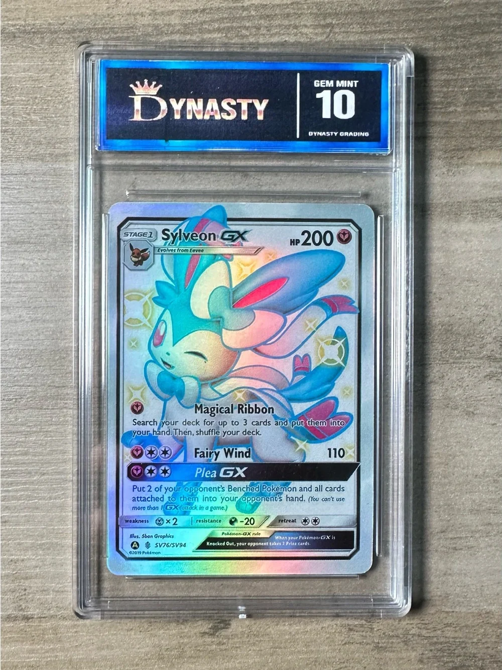 Sylveon GX 2019 Sun & Moon Hidden Fates #SV76 Pokemon Gem Mint 10 Novelty Card.